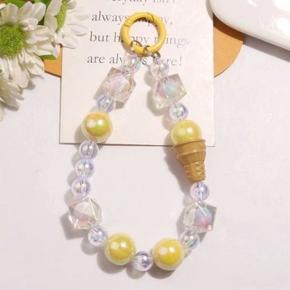 Ice Cream Acrylic Bead Bag Charm Keyring