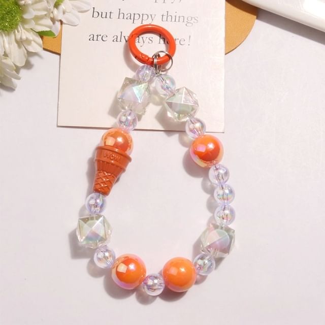 Ice Cream Acrylic Bead Bag Charm Keyring