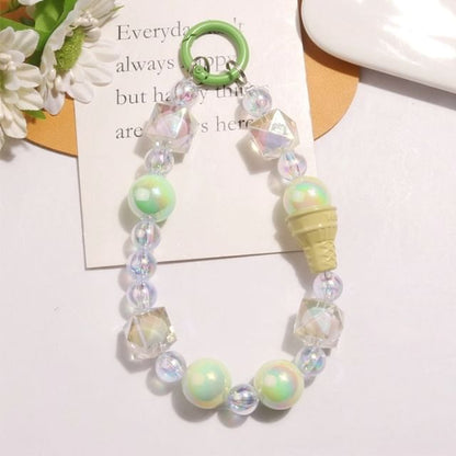 Ice Cream Acrylic Bead Bag Charm Keyring