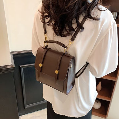 Faux Flap Leather Backpack