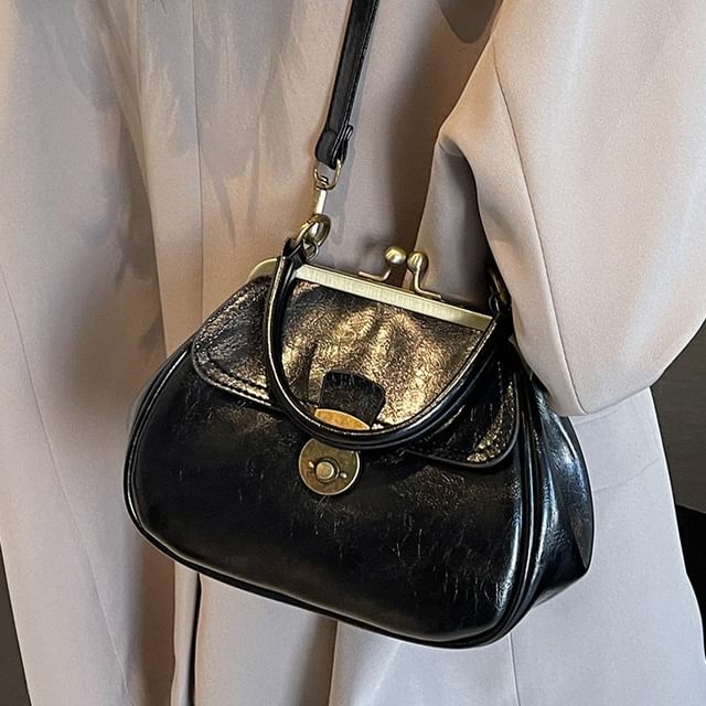 Leather Faux Clasped Crossbody Bag