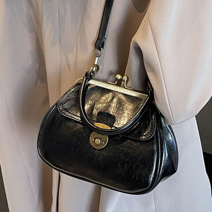 Leather Faux Clasped Crossbody Bag