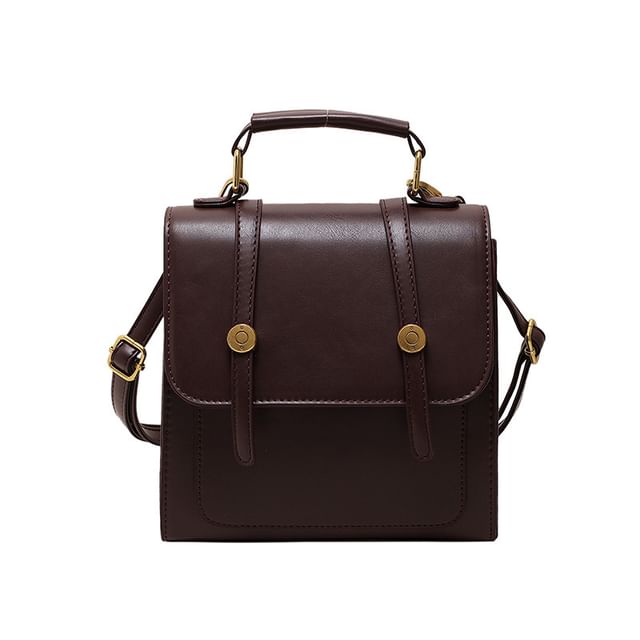 Faux Flap Leather Backpack