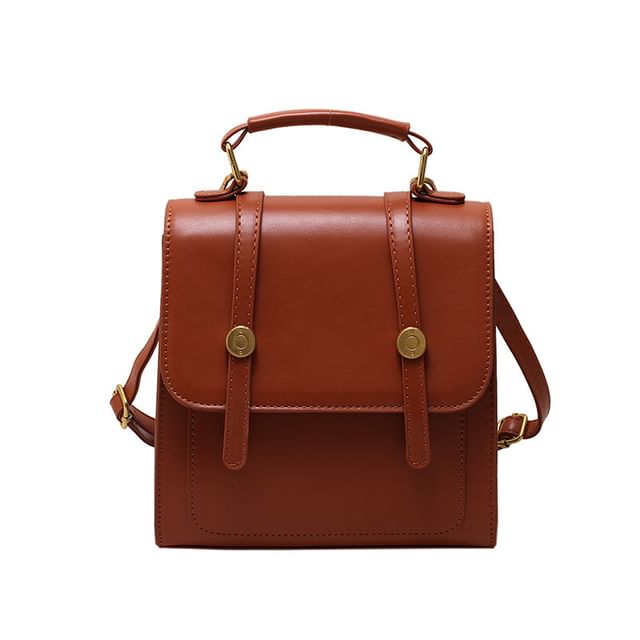 Faux Flap Leather Backpack