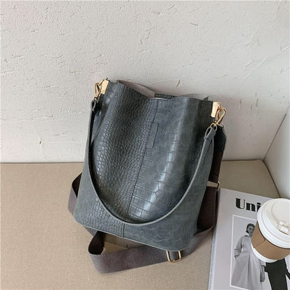 Croc Grain Bucket Bag