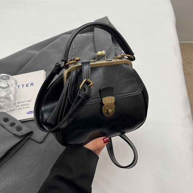 Leather Faux Clasped Crossbody Bag