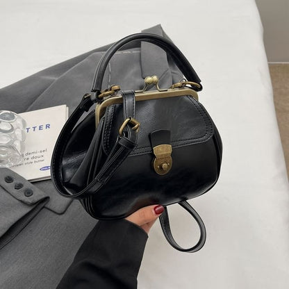 Leather Faux Clasped Crossbody Bag