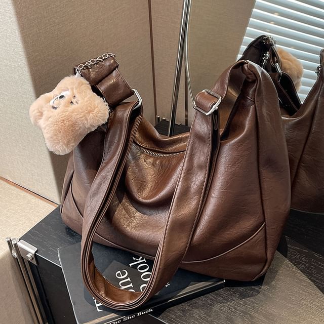 Plain Shoulder Faux Bag Leather