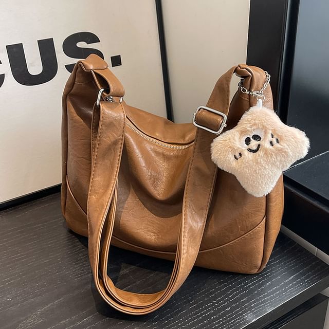 Plain Shoulder Faux Bag Leather