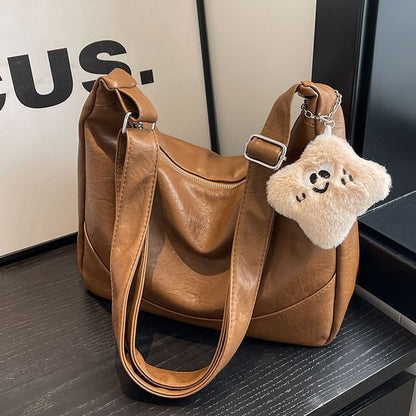 Plain Shoulder Faux Bag Leather