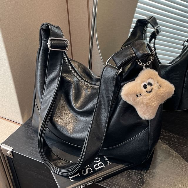 Plain Shoulder Faux Bag Leather