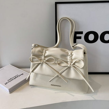 Bag Flap Leather Faux Ribbon Crossbody