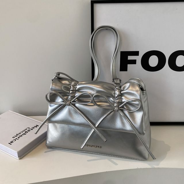 Bag Flap Leather Faux Ribbon Crossbody