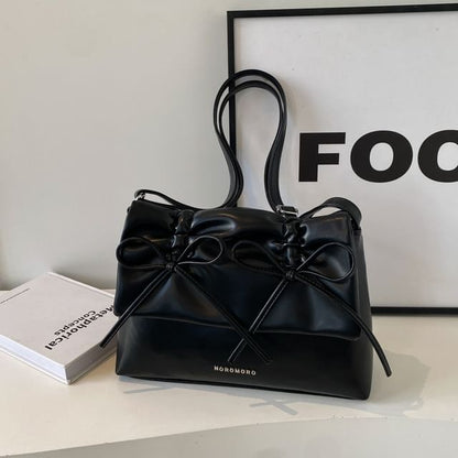 Bag Flap Leather Faux Ribbon Crossbody