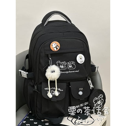 Cartoon Embroidered Multi-Pocket Backpack / Coin Purse / Bag Charm / Set