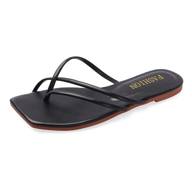 Sandals Slide Square-Toe Toe-Loop