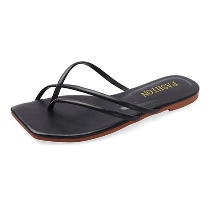 Sandals Slide Square-Toe Toe-Loop