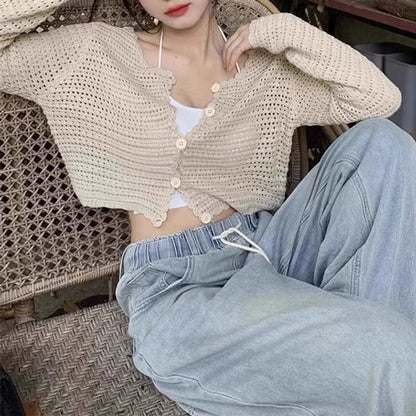 Crop Top Plain V-Neck