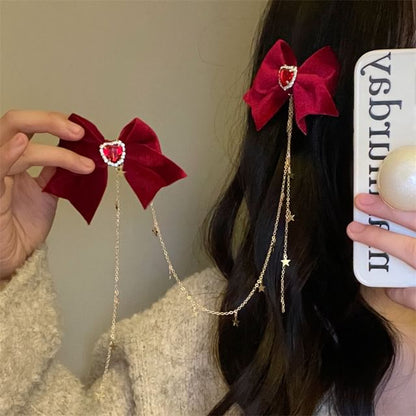 Rhinestone Bow Clip Hair