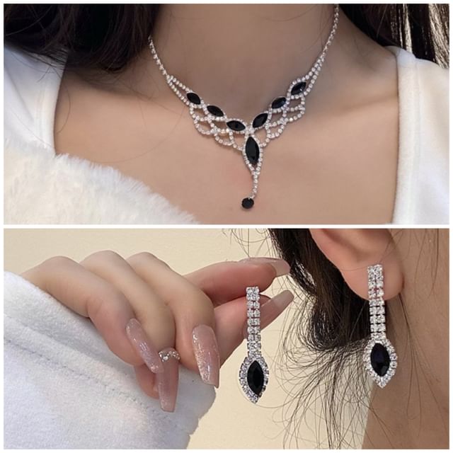 Necklace Rhinestone / Pendant Drop Earring