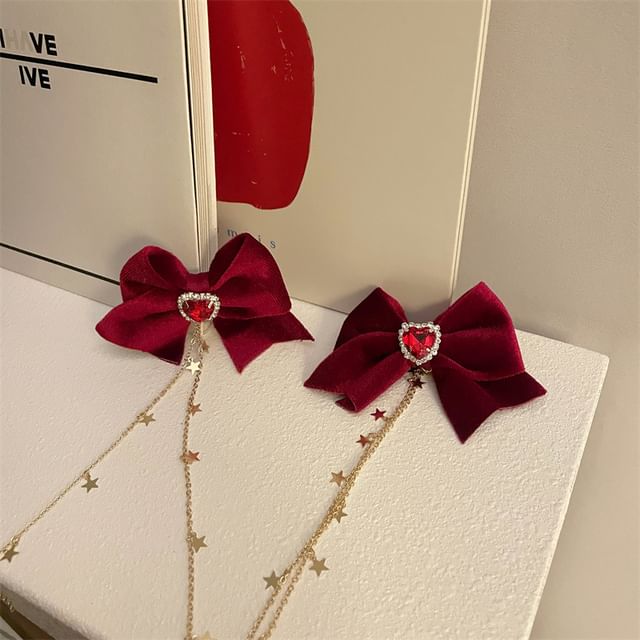 Rhinestone Bow Clip Hair