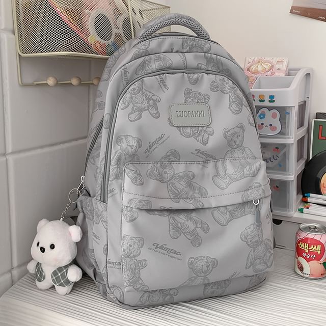 Bear Print Nylon Backpack