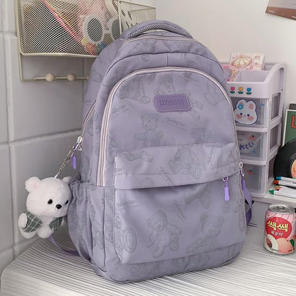 Bear Print Nylon Backpack