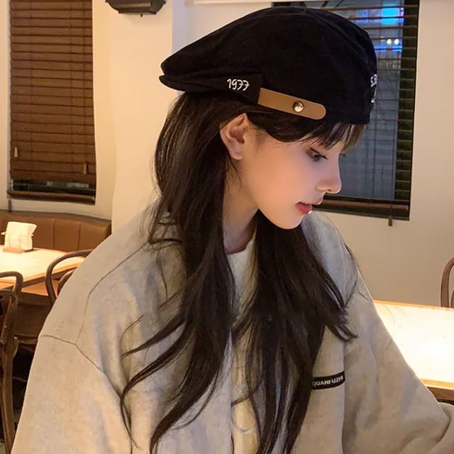 Flat Cap Numerical Embroidered