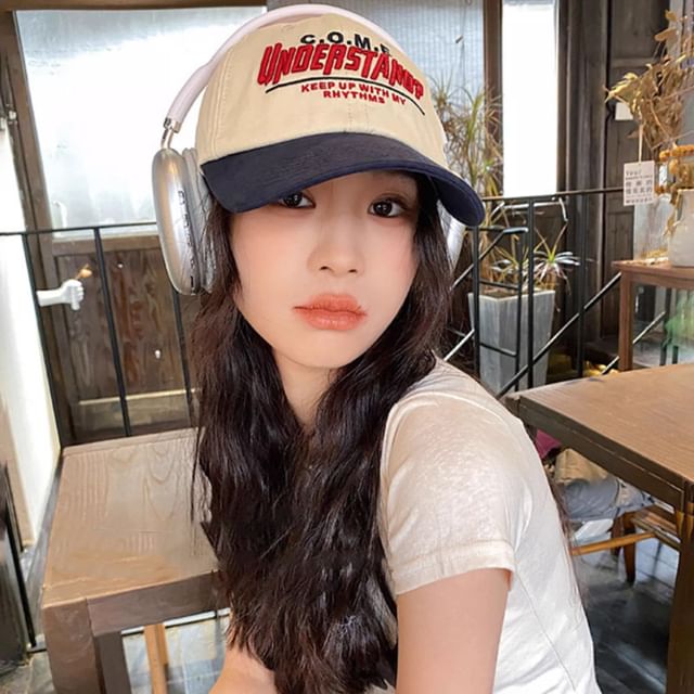 Color Lettering Embroidered Panel Baseball Cap