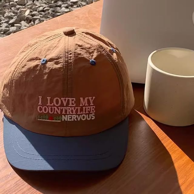 Lettering Panel Short Brim Embroidered Color Cap