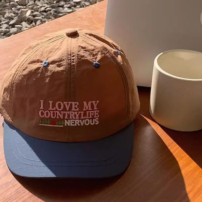 Lettering Panel Short Brim Embroidered Color Cap