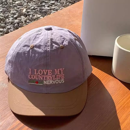 Lettering Panel Short Brim Embroidered Color Cap