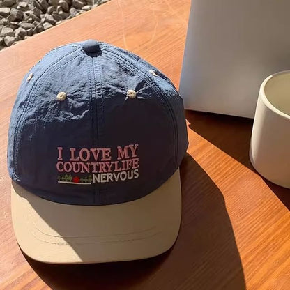 Lettering Panel Short Brim Embroidered Color Cap