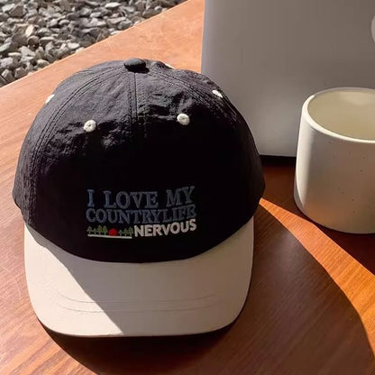 Lettering Panel Short Brim Embroidered Color Cap