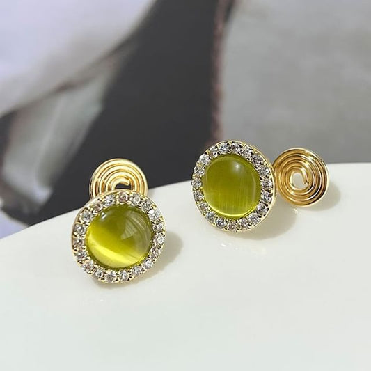 Rhinestone Faux Ear Alloy Cat Eye Cuff Stone