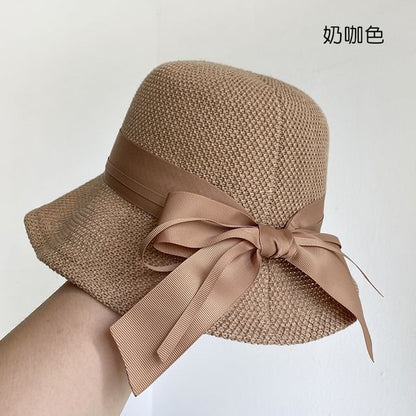 Ribbon Hat Cotton Bucket Linen