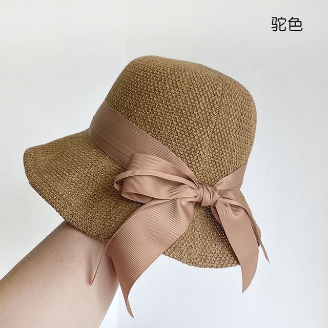 Ribbon Hat Cotton Bucket Linen