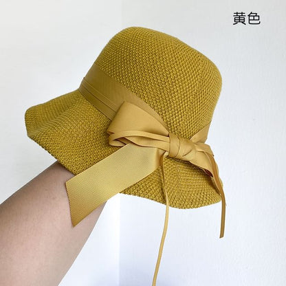 Ribbon Hat Cotton Bucket Linen