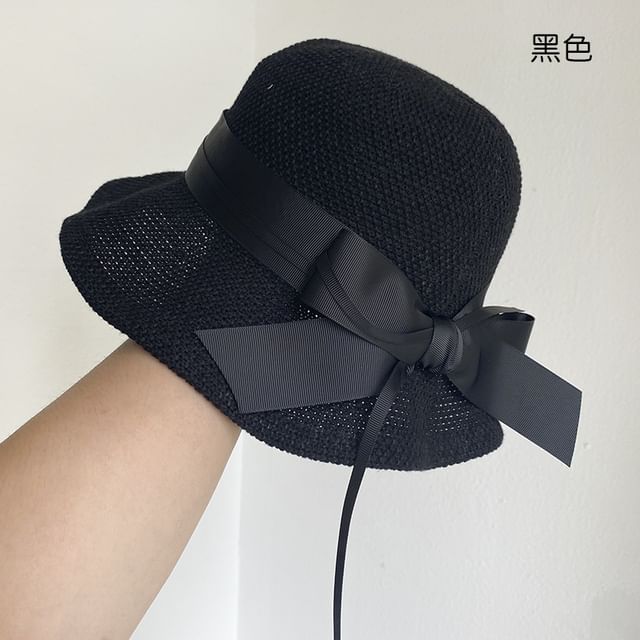 Ribbon Hat Cotton Bucket Linen