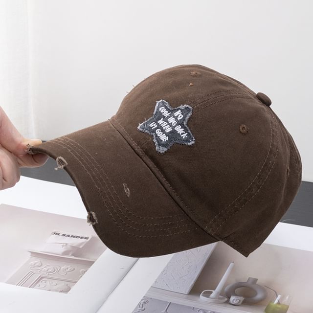 Star Distressed Applique Cap Baseball