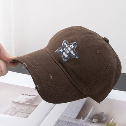 Star Distressed Applique Cap Baseball