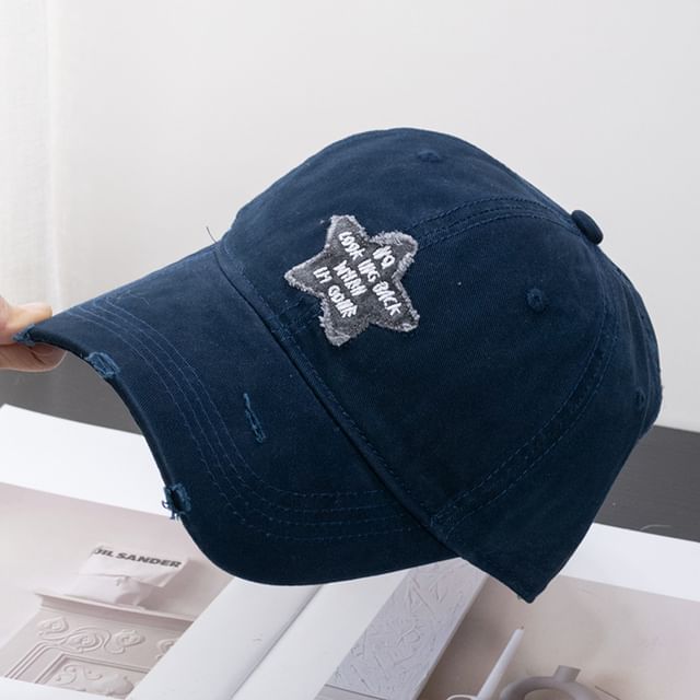 Star Distressed Applique Cap Baseball