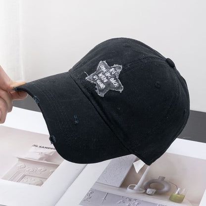 Star Distressed Applique Cap Baseball
