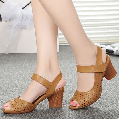 Sandals Peep Heel Toe Chunky