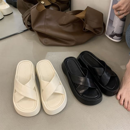 Slide Strap Sandals Platform Cross