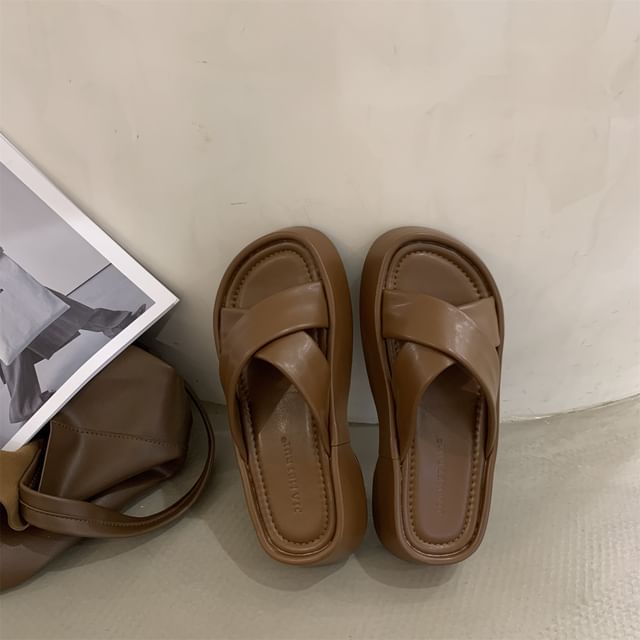 Slide Strap Sandals Platform Cross