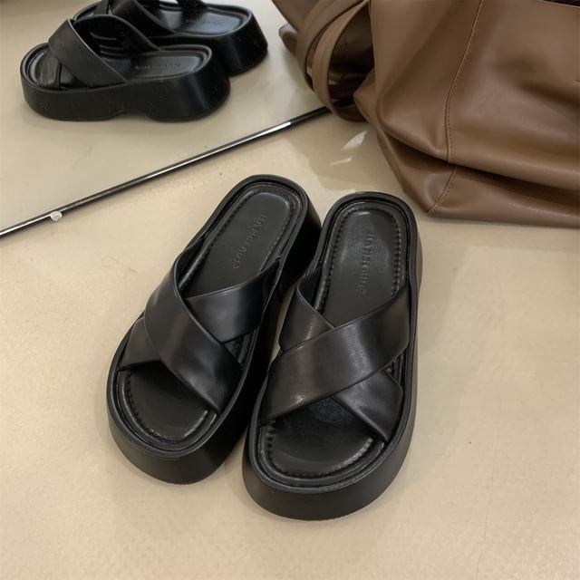 Slide Strap Sandals Platform Cross