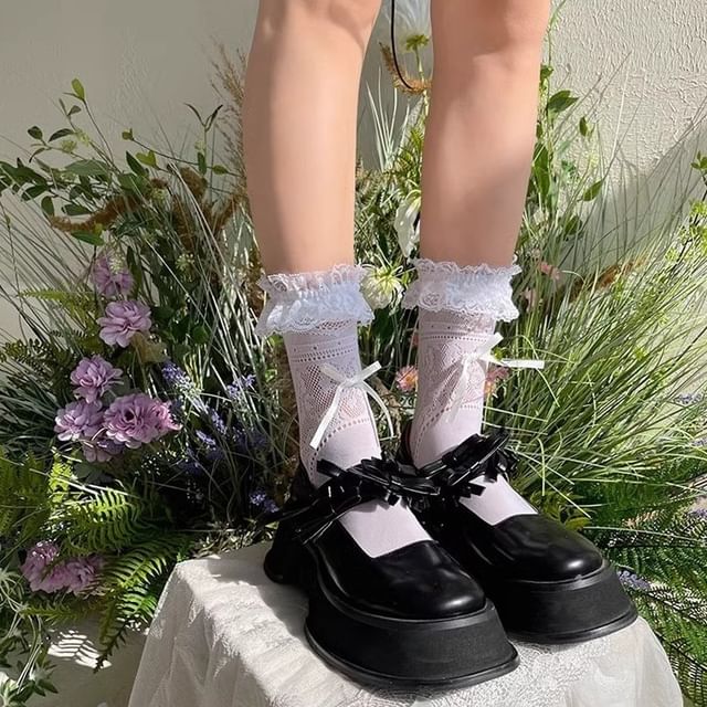 Lace Trim Ribbon Socks