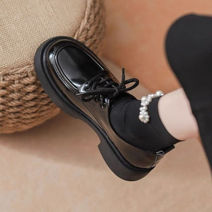 Shoes Lace-Up Platform Chunky Heel