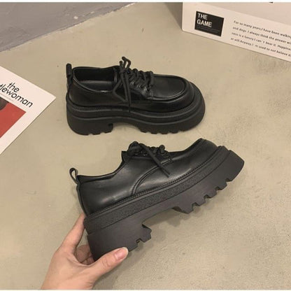 Heel Lace-Up Chunky Shoes Platform